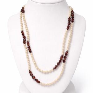 Signed Dauplaise Faux Pearl and Purple Amethyst Bead Necklace